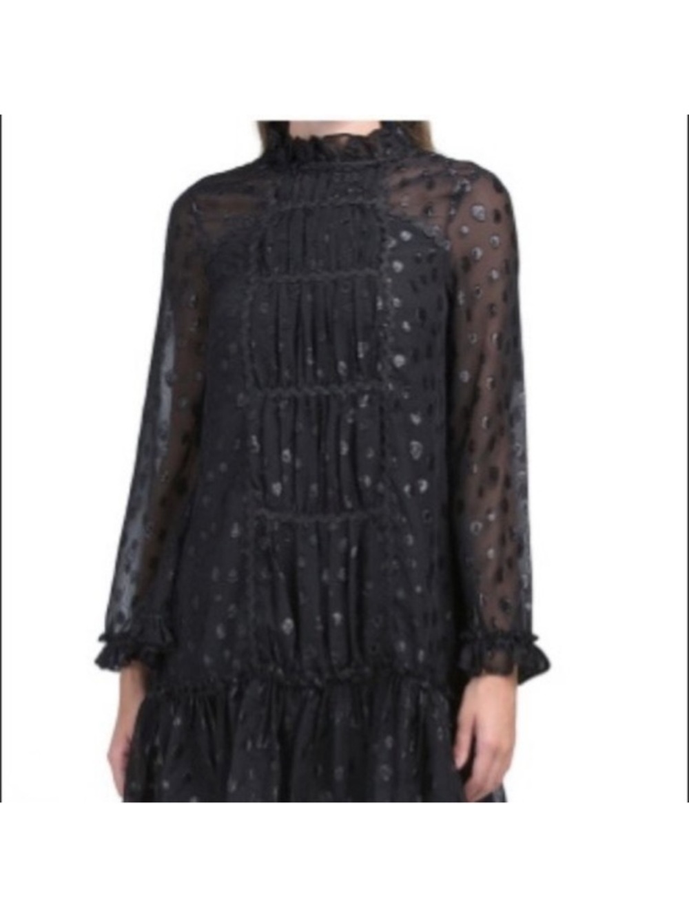 Black Ruffle Tiered Long-Sleeve Dress